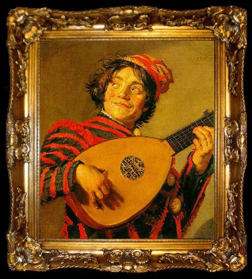 framed  Frans Hals Jester with a Lute, ta009-2